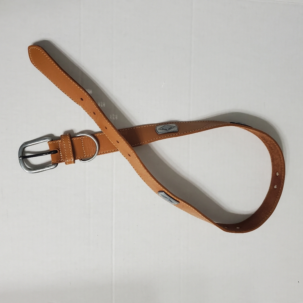 Cipriani Metal Stud Buckle Raw Leather Belt